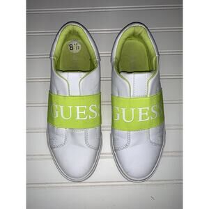 Guess White Fluorescent Yellow Slip On Women’s Tennis Shoes Sz 8.5 Med‎